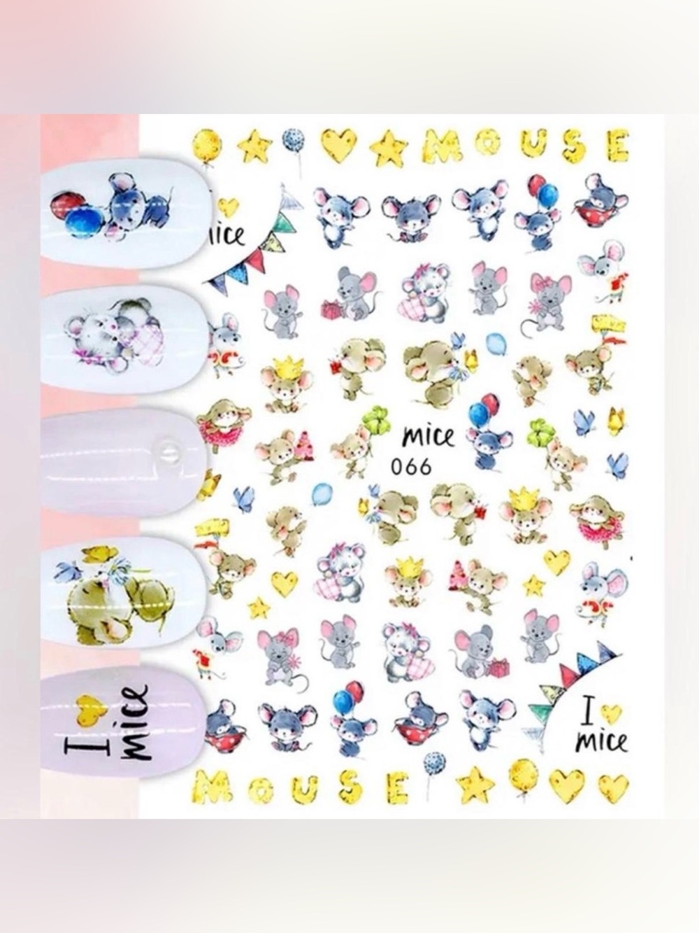 $1 Mice Nail Stickers $1 WITH ANY $10 ORDER OR MORE
